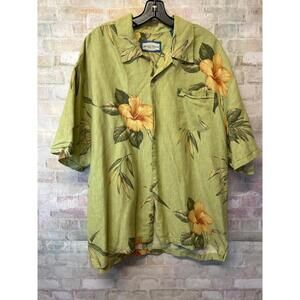 Seven Palm Brand Mens Button down Hawwaiian Shirt 100% Silk